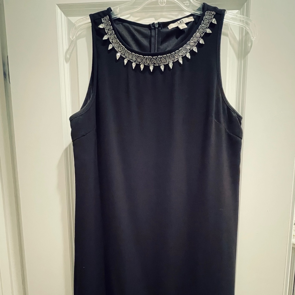 Ya Los Angeles Black shift dress with jewel detail neckline size L